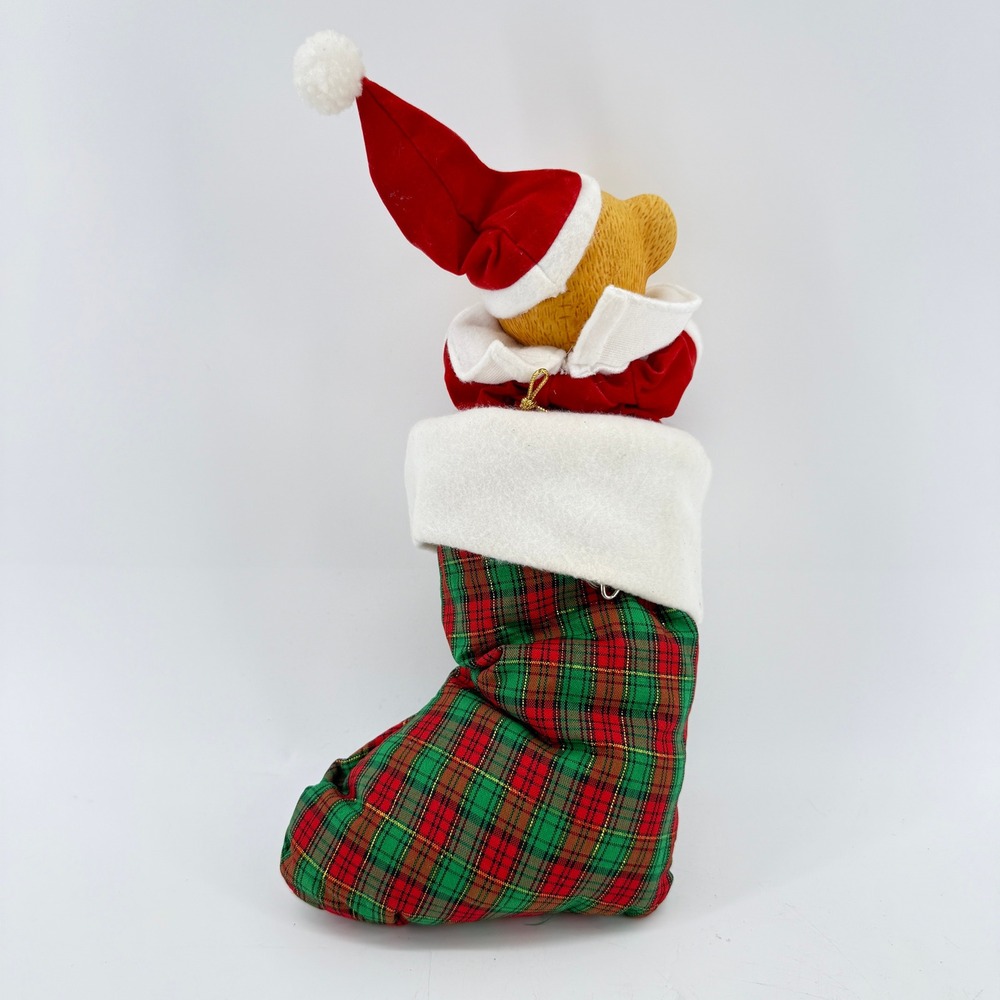 Jing'l Christmas Musical Teddy Bear Vintage Stocking Ornament 1985 Working 12" - Picture 4 of 14